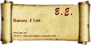 Banos Elek névjegykártya